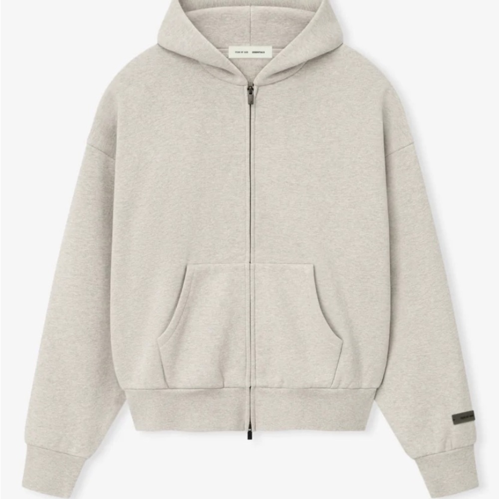 Essentials Gray Zip Up Sweater